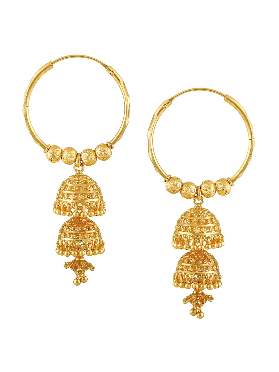 

Vighnaharta Gold-Toned Floral Hoop Earrings