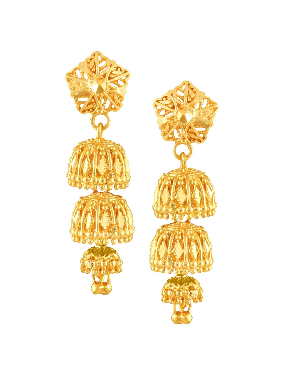 

Vighnaharta Gold-Plated Dome Shaped Jhumkas Earrings