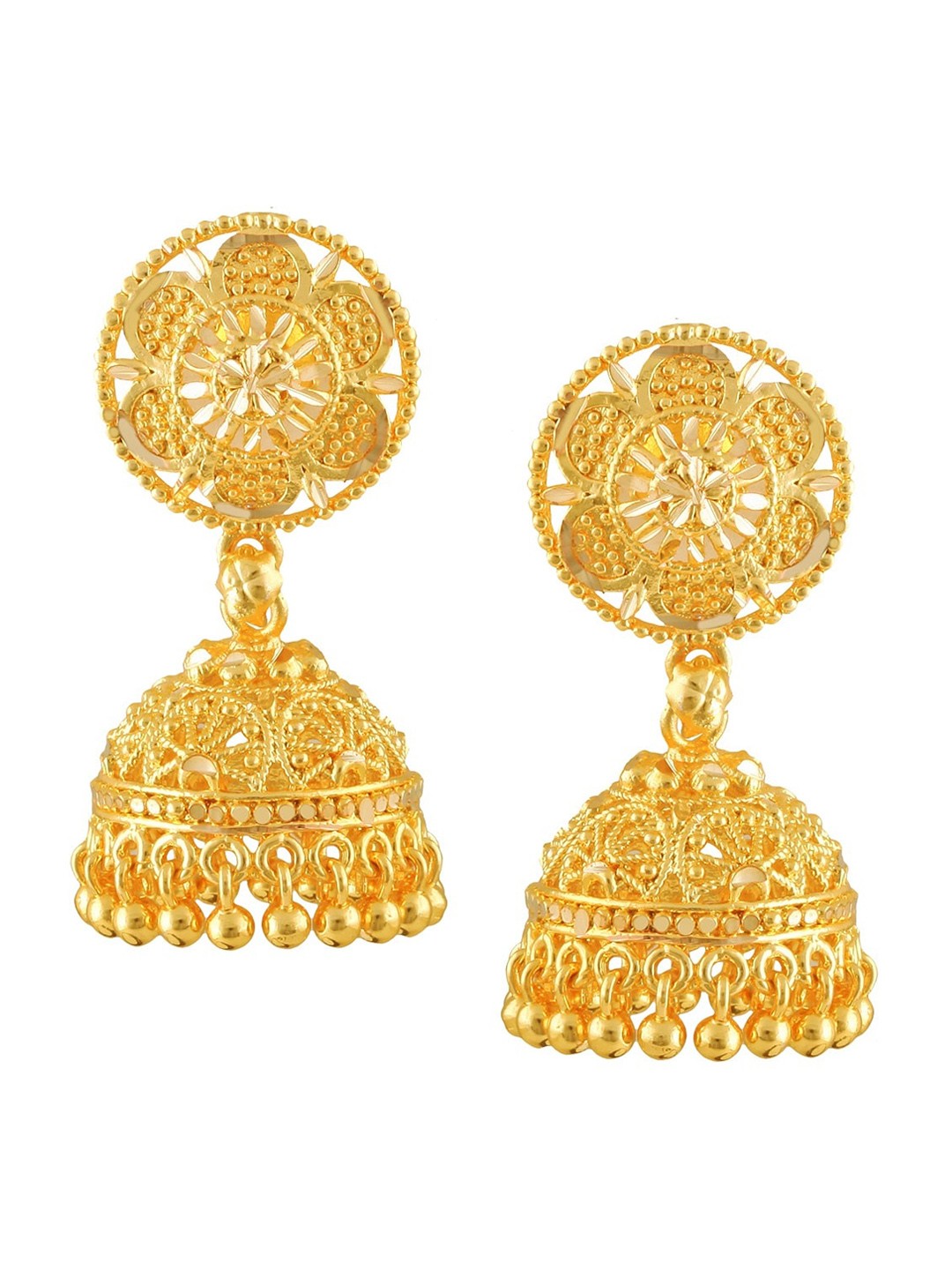 

Vighnaharta Gold-Plated Floral Jhumkas