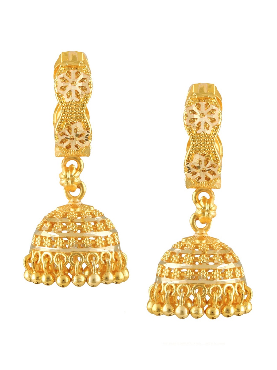 

Vighnaharta Gold-Plated Floral Jhumkas