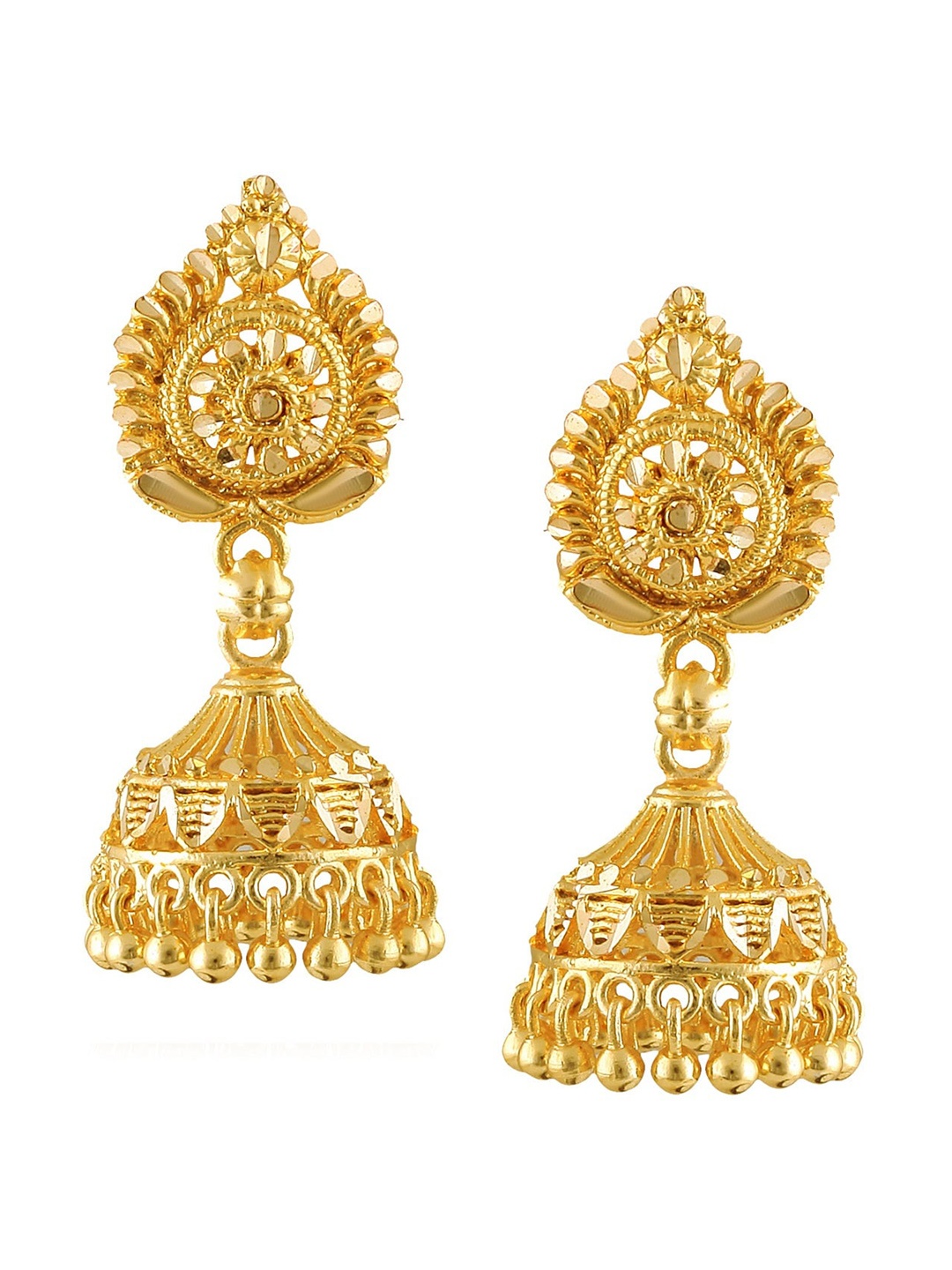 

Vighnaharta Gold-Plated Floral Jhumkas
