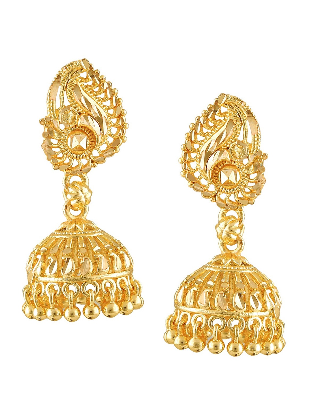 Vighnaharta Gold-Plated Dome Shaped Jhumkas Earrings