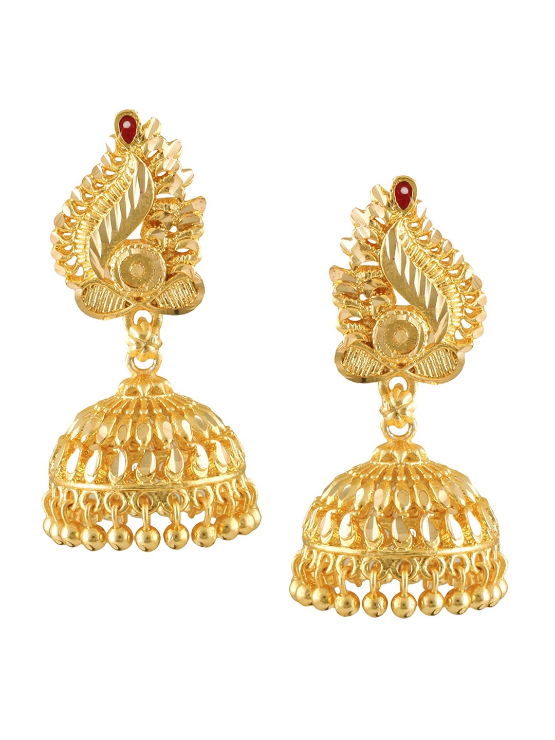 Vighnaharta Gold-Plated Floral Jhumkas