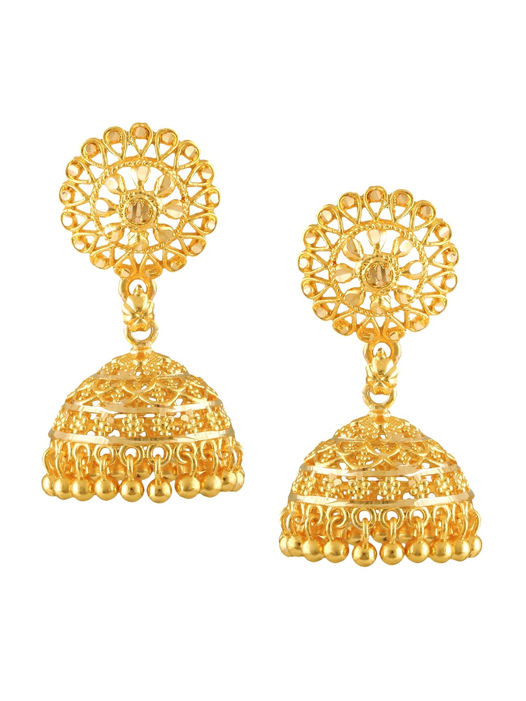 

Vighnaharta Gold-Plated Dome Shaped Jhumkas
