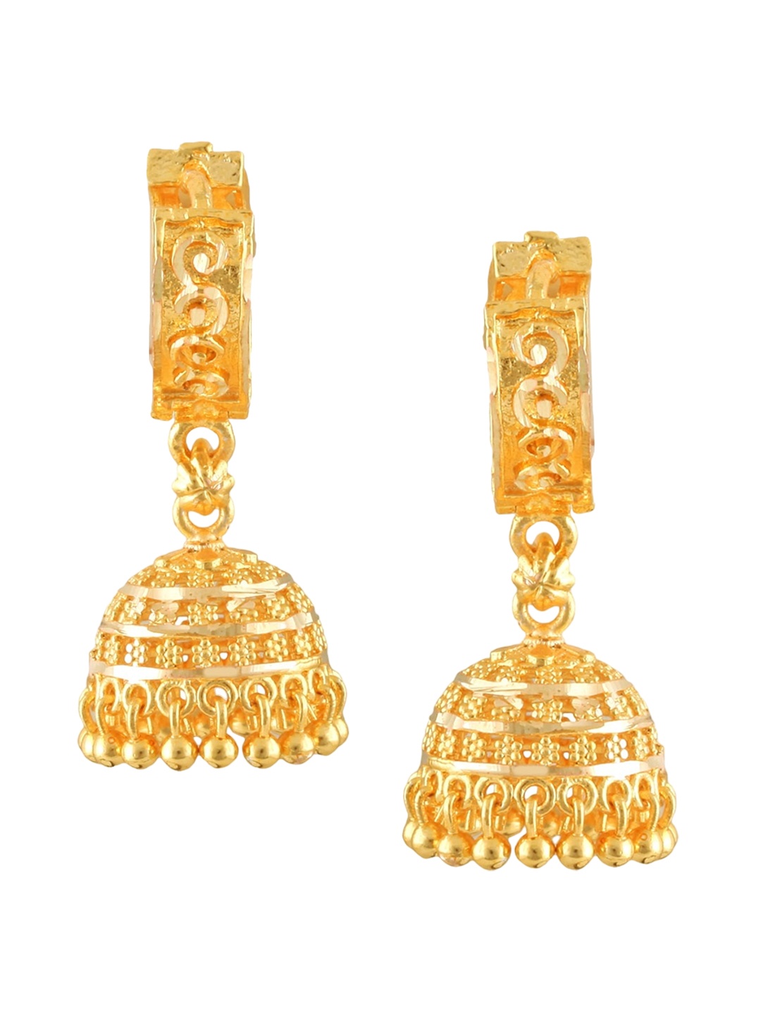 Vighnaharta Gold-Plated Floral Jhumkas