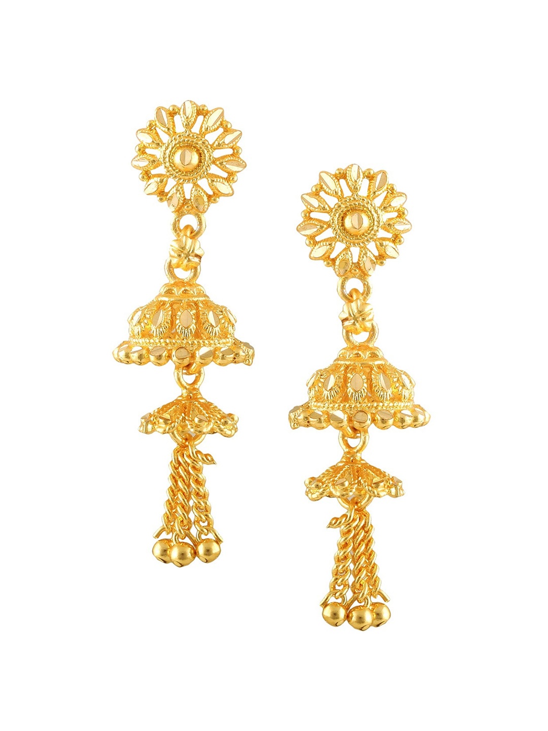 

Vighnaharta Gold Plated Floral Jhumkas Earrings