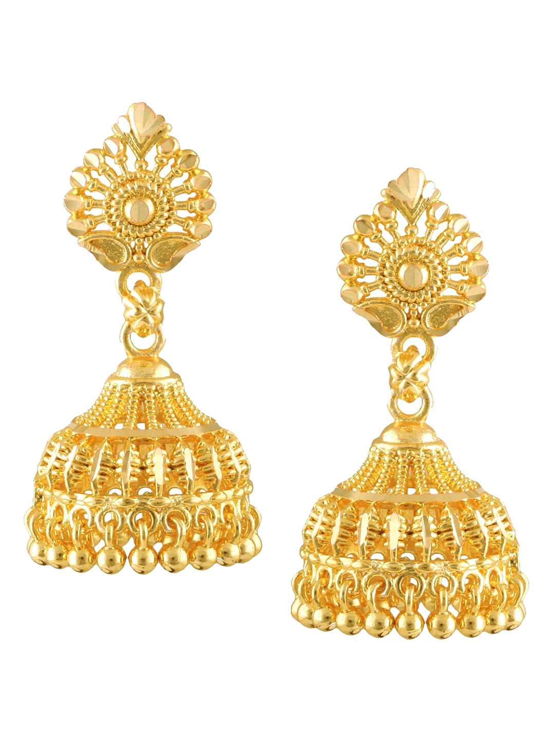 

Vighnaharta Gold Plated Floral Jhumkas Earrings