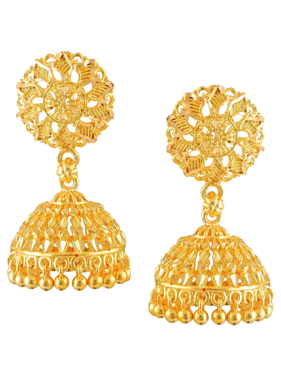 

Vighnaharta Gold Plated Floral Jhumkas Earrings