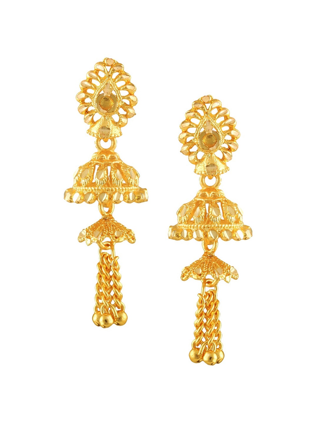 Vighnaharta Gold Plated Floral Jhumkas Earrings