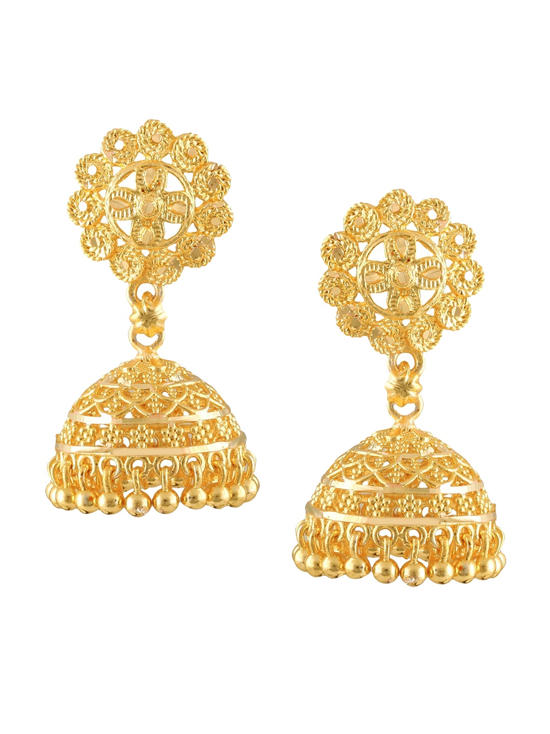

Vighnaharta Gold Plated Floral Jhumkas Earrings
