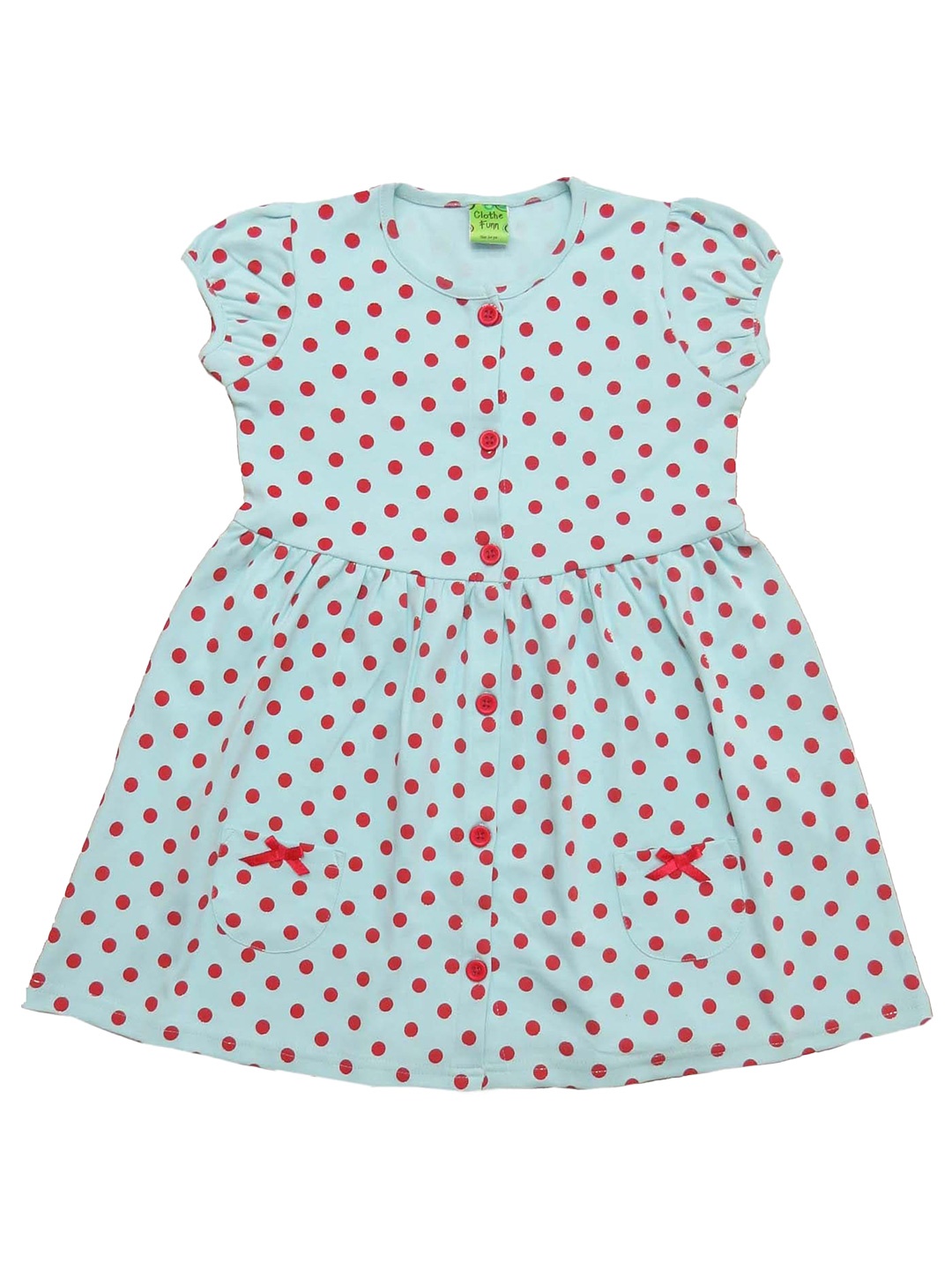 

Clothe Funn Girls Polka Dot Printed Cotton A-Line Dress, Blue