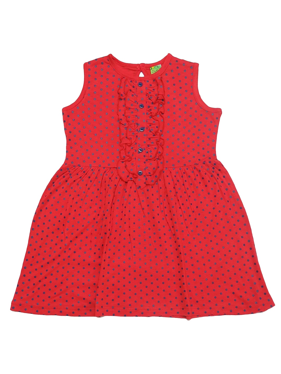 

Clothe Funn Girls Polka Dot Printed Ruffled Fit & Flare Dress, Red