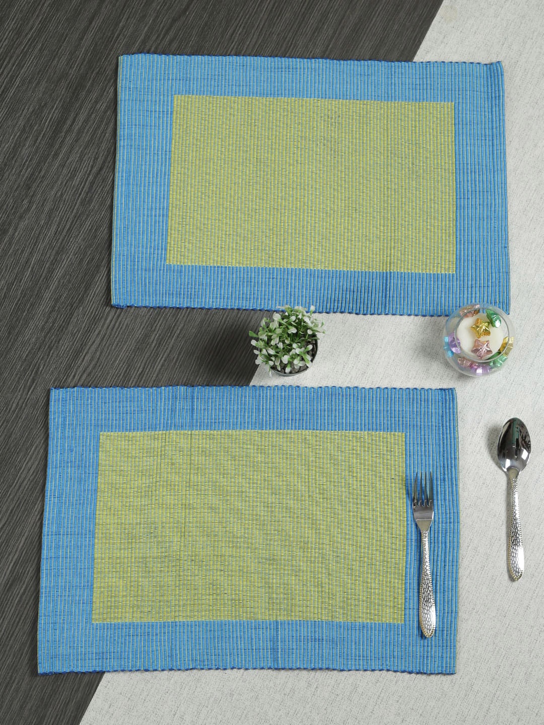 

Soumya Turquoise Blue & Green 6 Pieces Printed Cotton Table Placemats