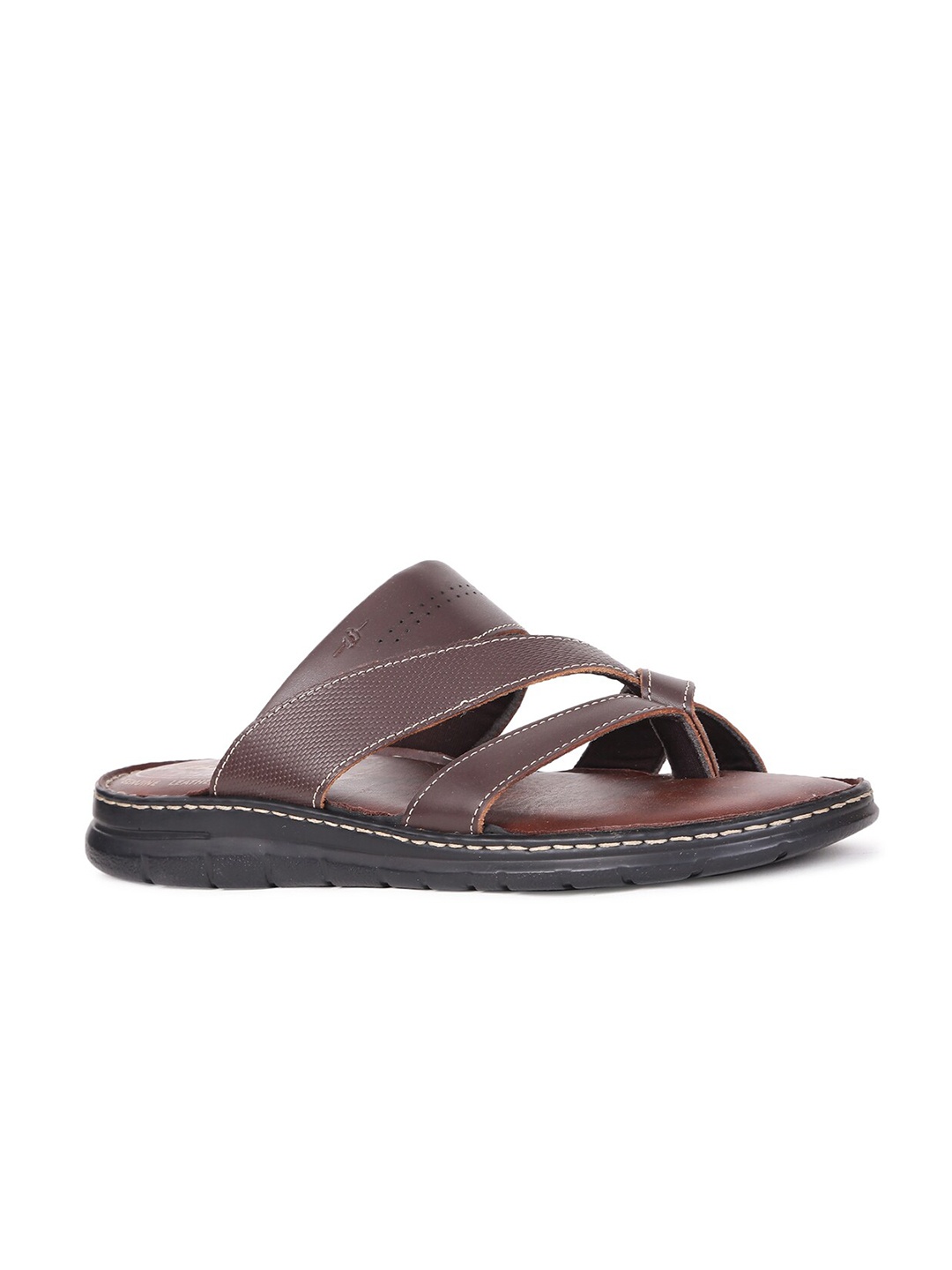 

Bata Men Textured Leather Comfort Sandals, Brown