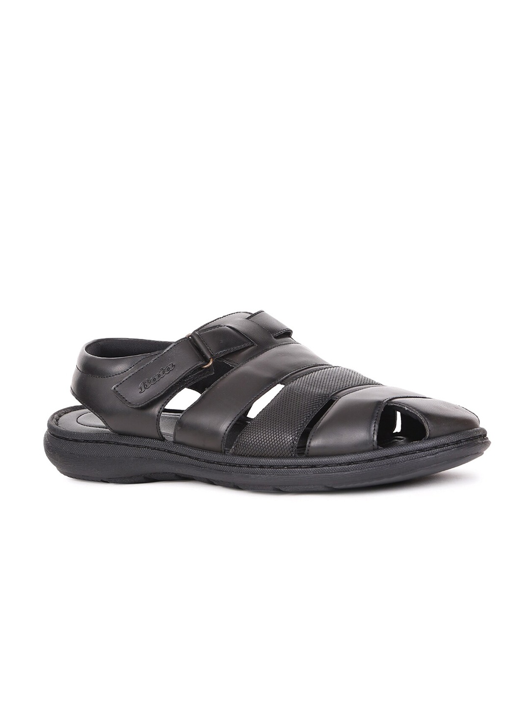 

Bata Men Textured Fisherman Sandals, Black