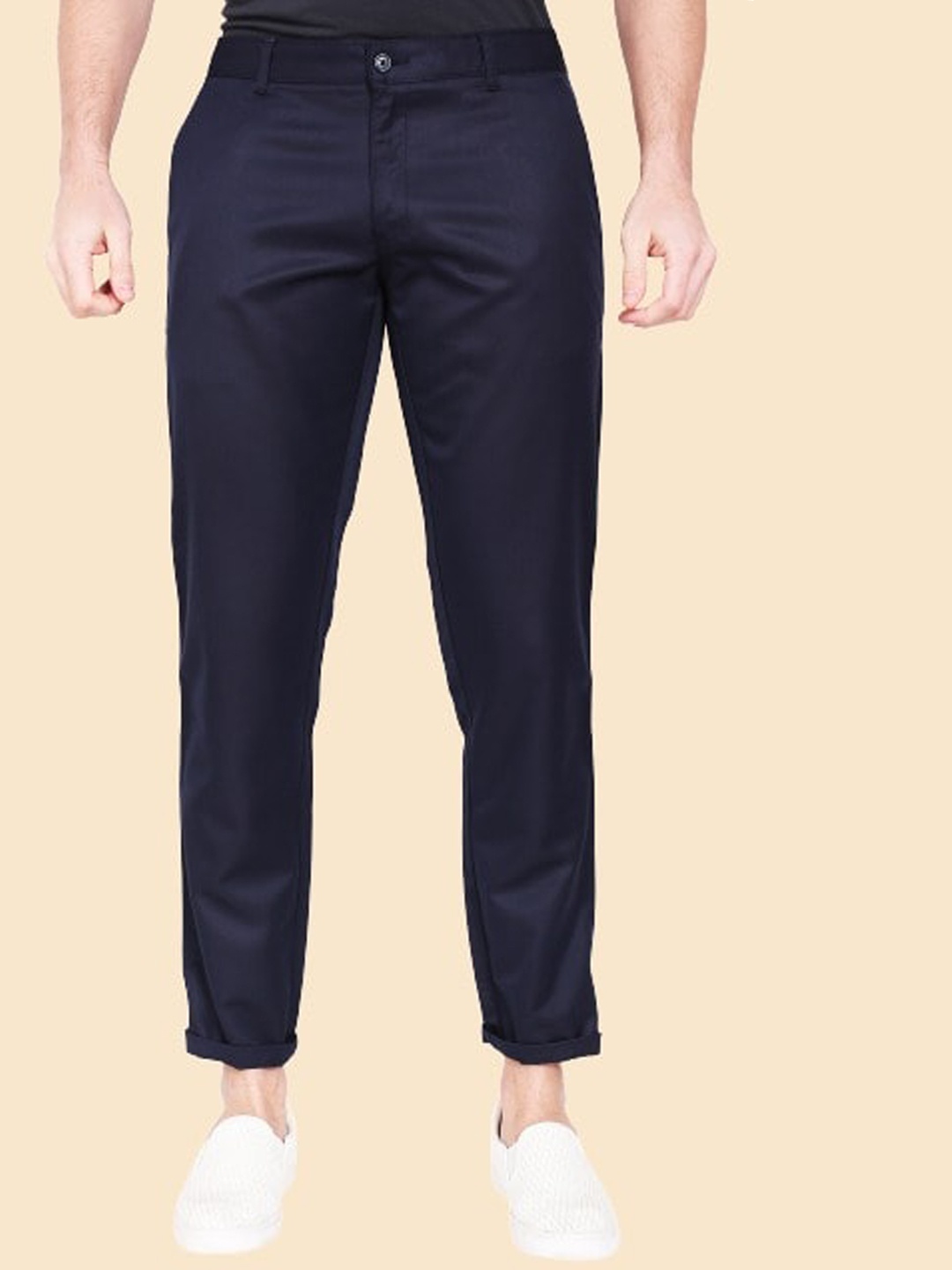 

AD & AV Men Mid Rise Easy Wash Chinos Trousers, Navy blue
