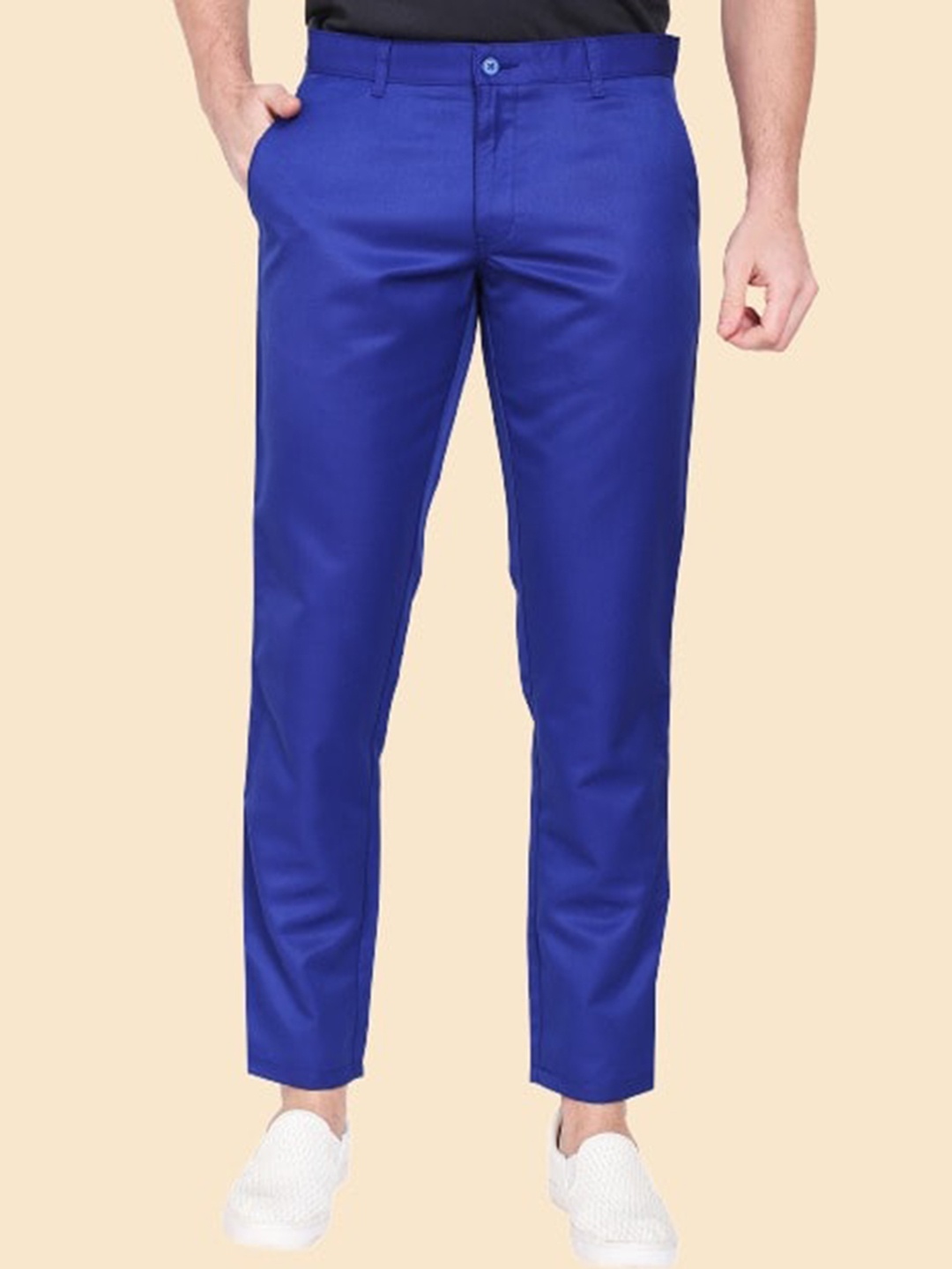 

AD & AV Men Mid Rise Easy Wash Chinos Trousers, Blue