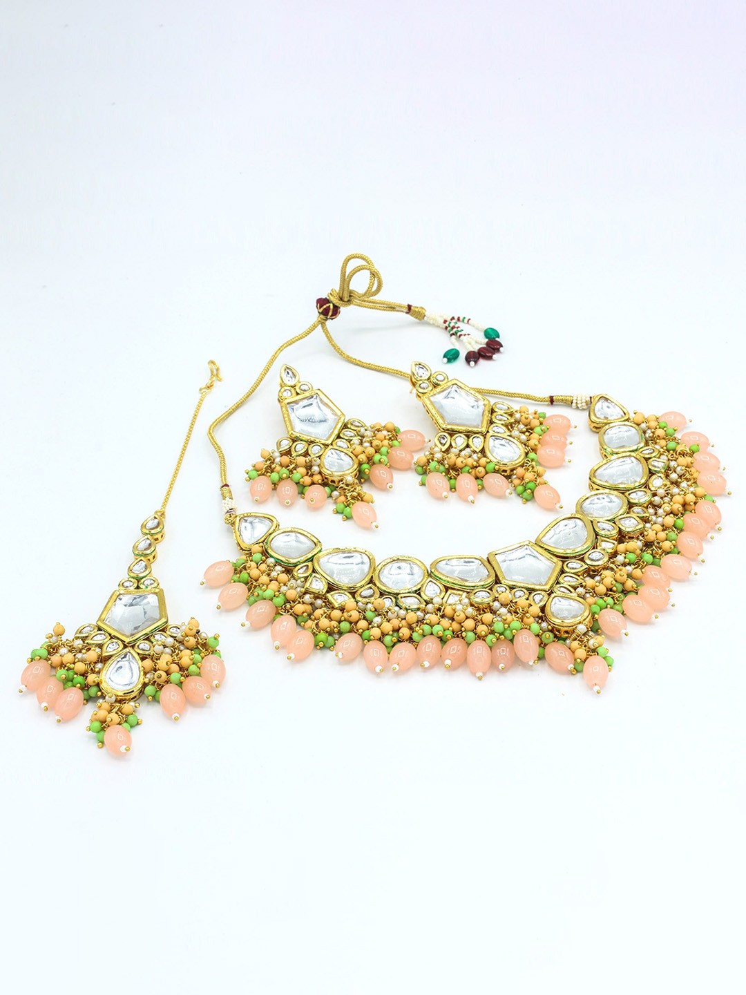 

AASHISH IMITATION Gold-Plated Kundan-Studded & Beaded Jewellery Set