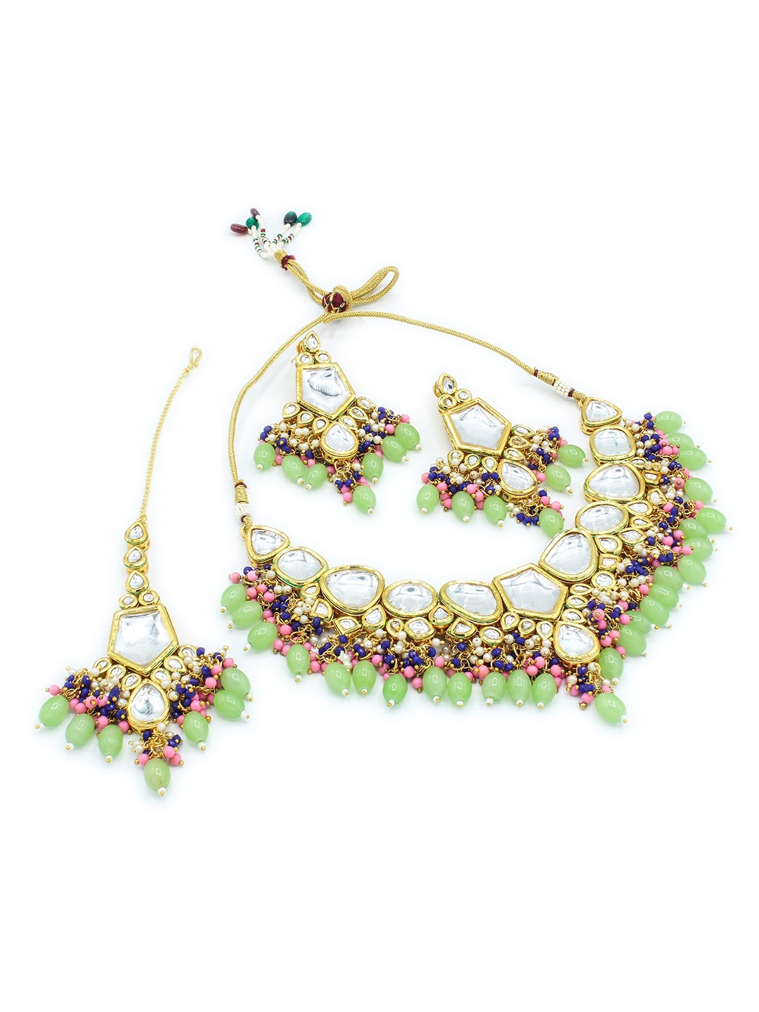 

AASHISH IMITATION Gold-Plated Kundan-Studded & Beaded Jewellery Set