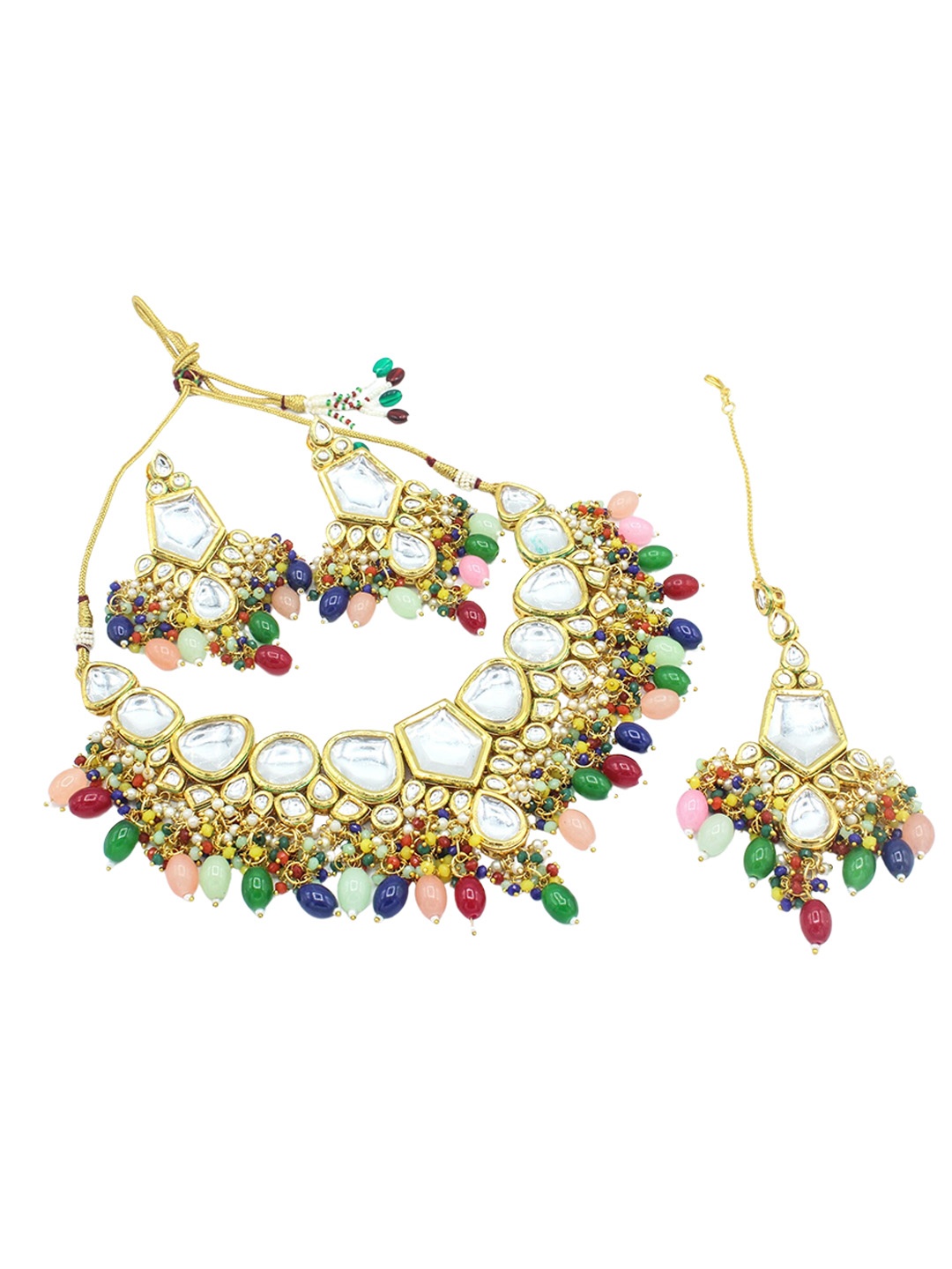 

AASHISH IMITATION Gold-Plated Kundan-Studded & Beaded Jewellery Set