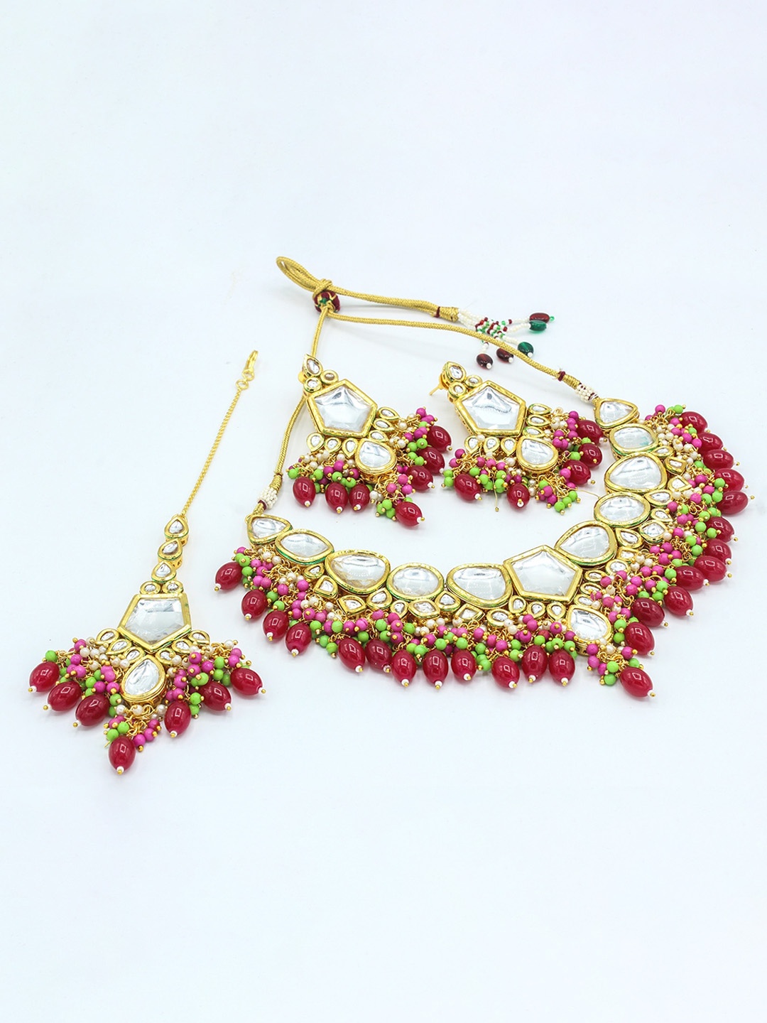 

AASHISH IMITATION Gold-Plated Kundan-Studded & Beaded Jewellery Set