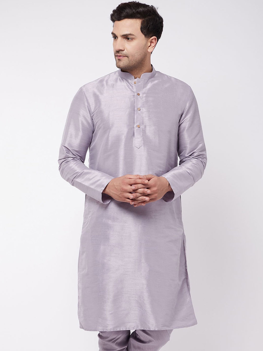 

VASTRAMAY Mandarin Collar Straight Kurta, Lavender