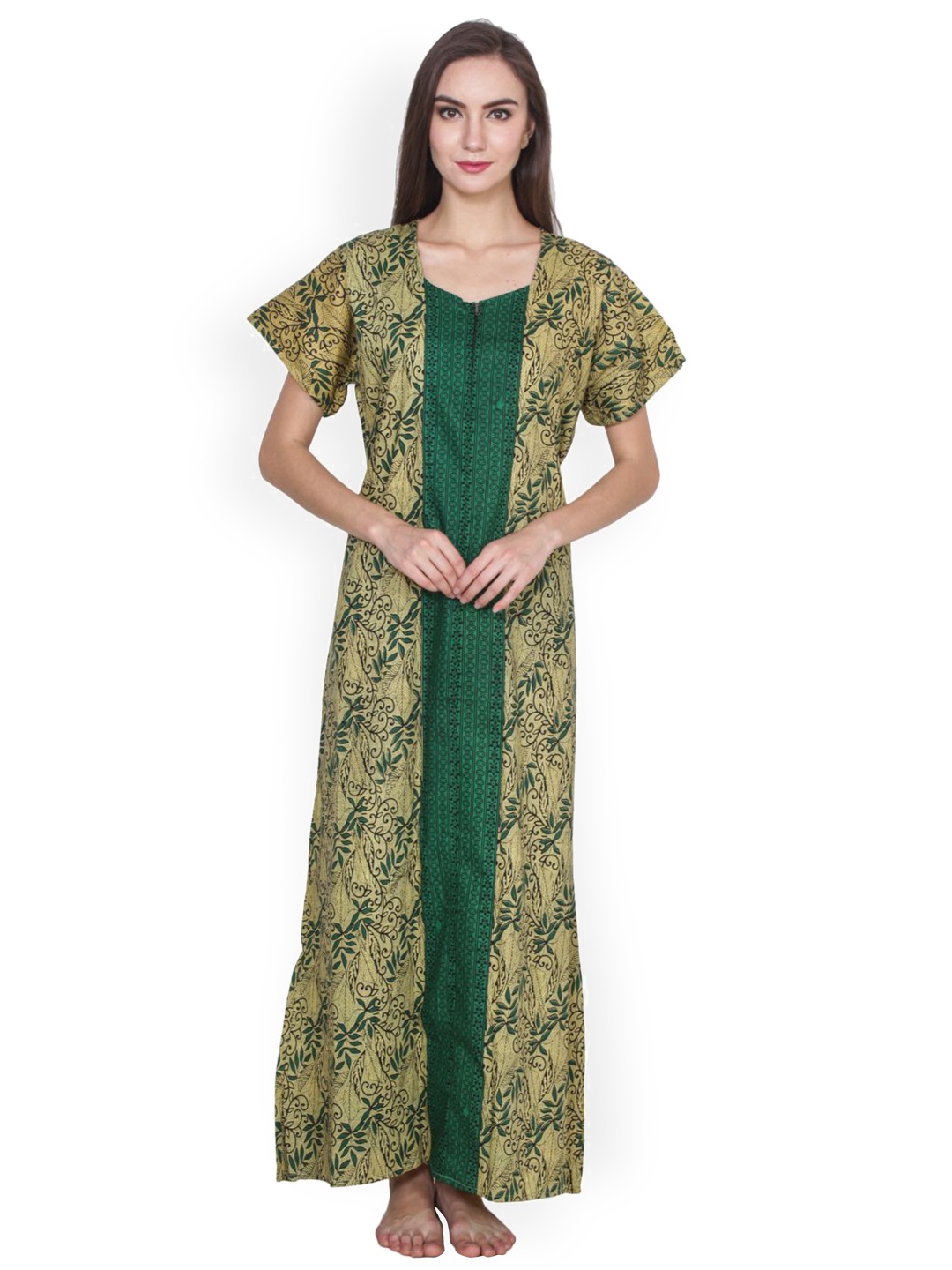 

Klamotten Beige & Green Printed Nightdress