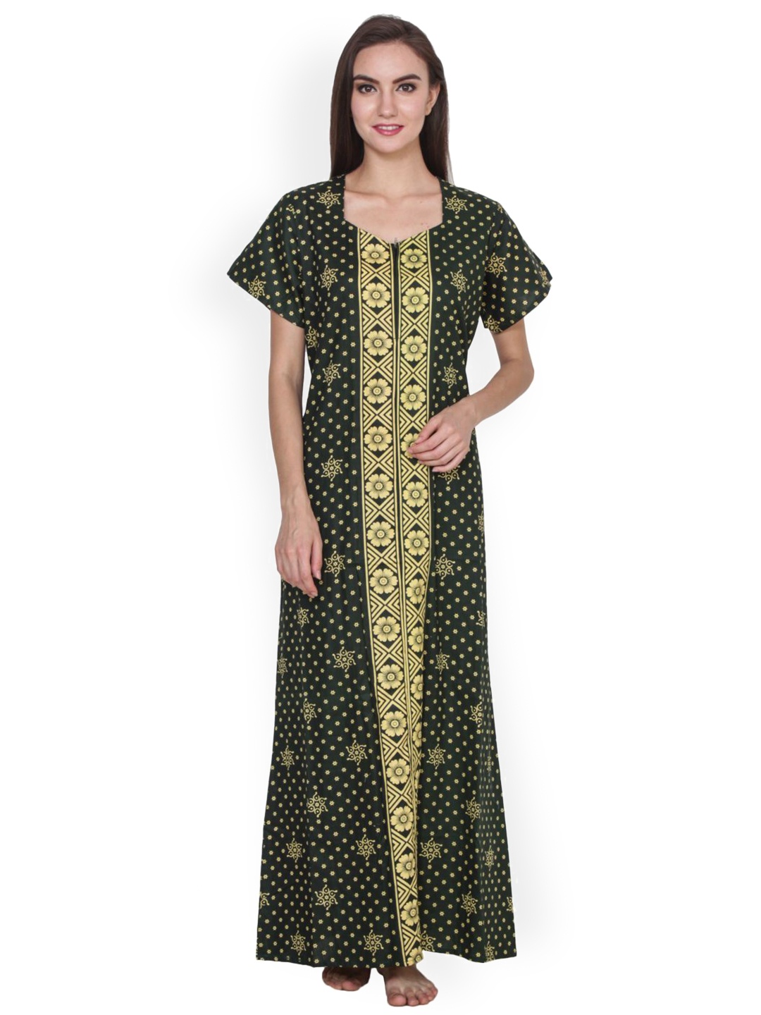 

Klamotten Green & Yellow Printed Nightdress