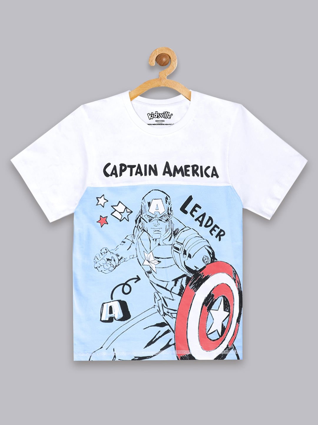 

Kids Ville Boys Captain America Printed Round Neck T-Shirt, Blue