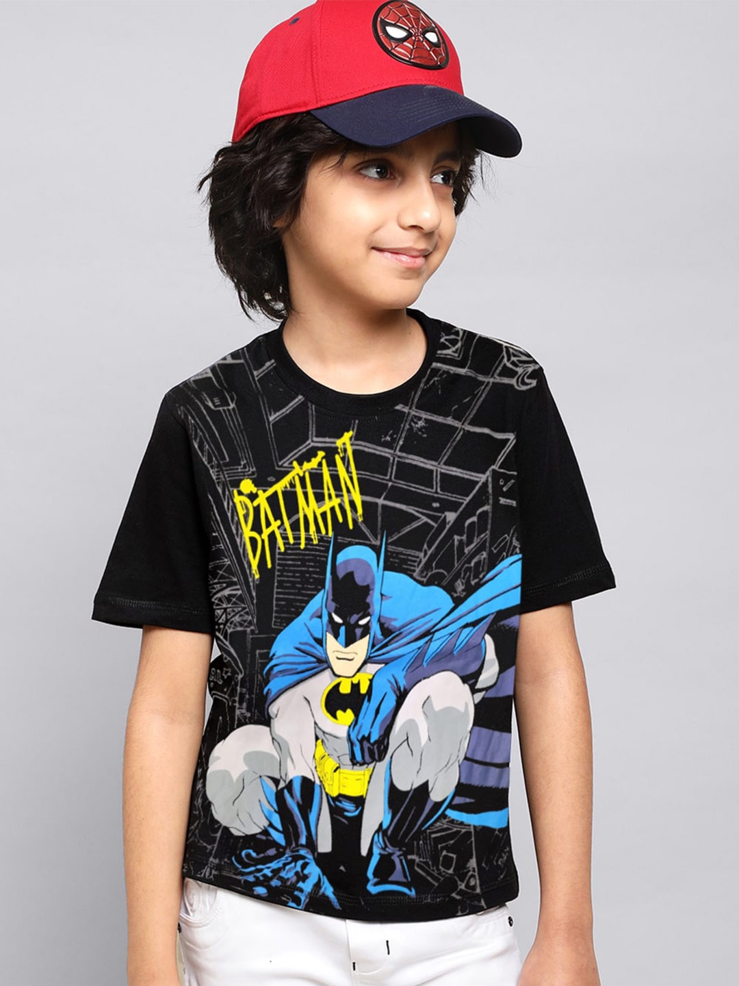 

Kids Ville Boys Batman Printed Pure Cotton T-Shirt, Black