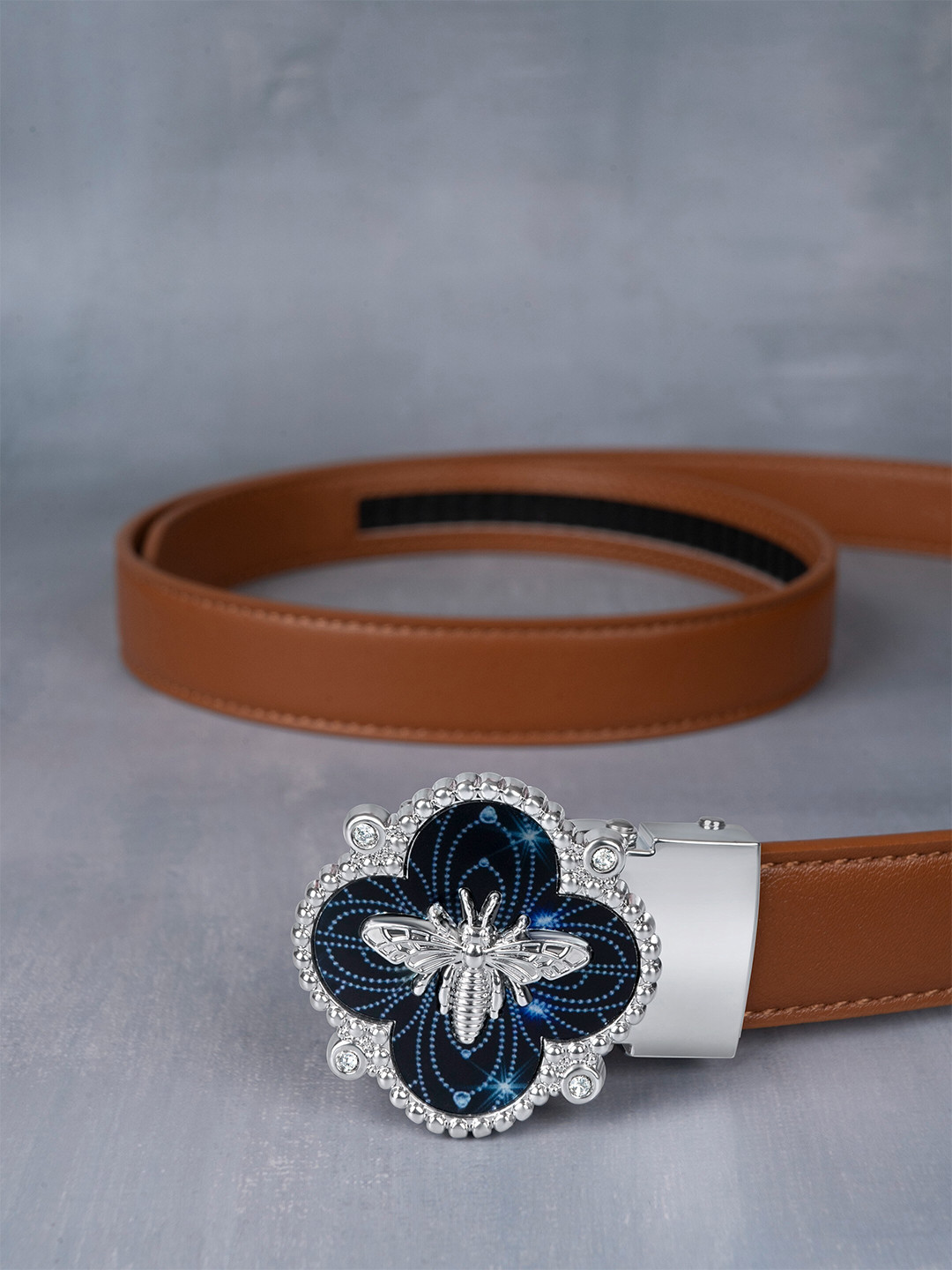 

BANGE Women Leather Belt With Slider Buckle Closure, Brown