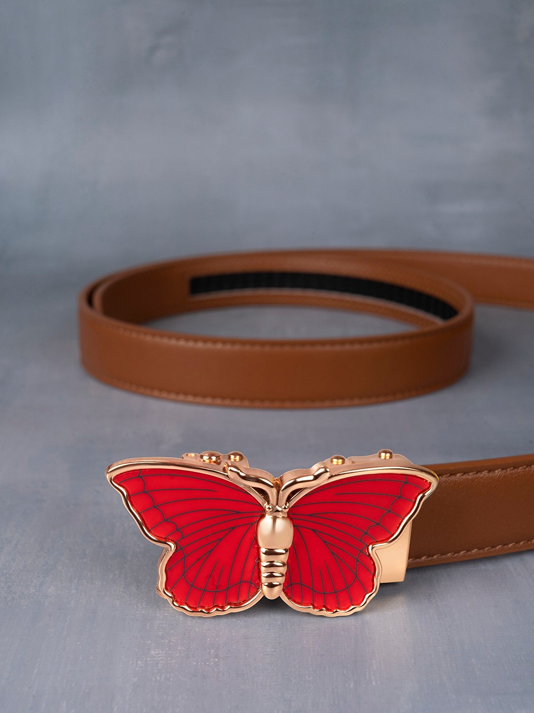 

BANGE Women Textured Leather Belt, Brown