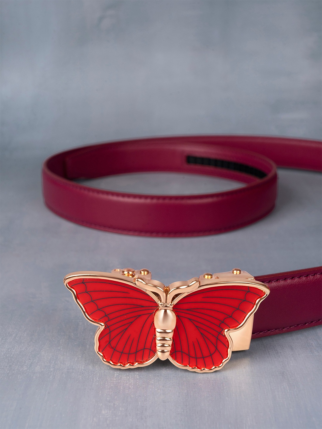 

BANGE Women Leather Wide Belt, Purple