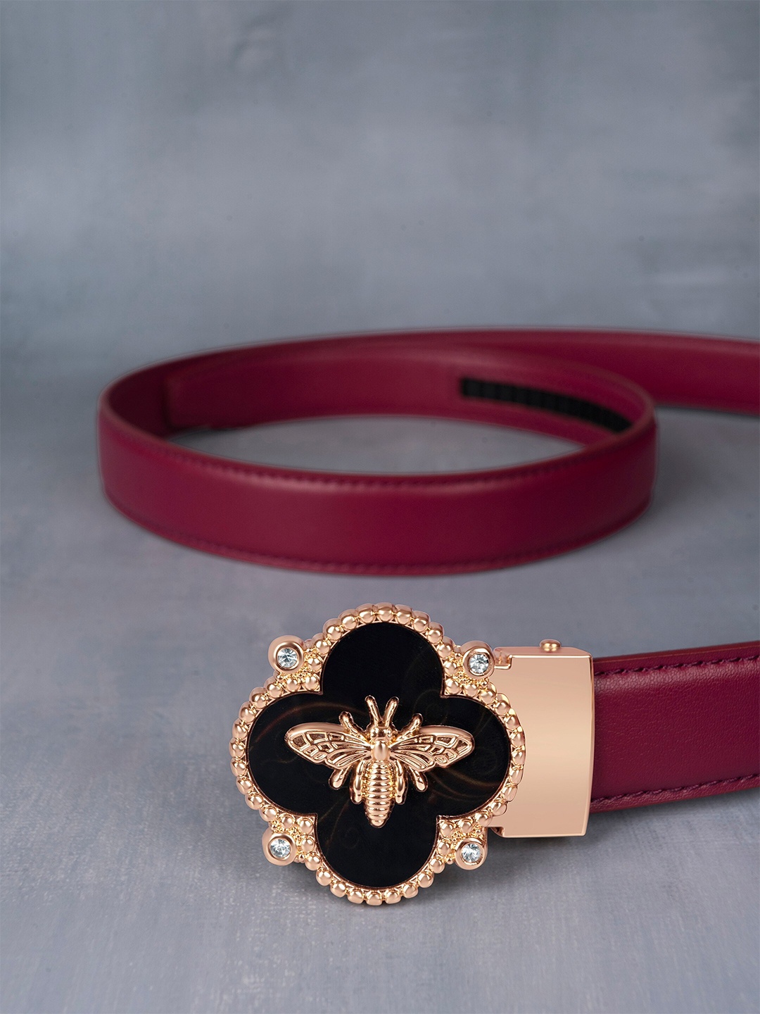 

BANGE Women Leather Wide Belt, Purple