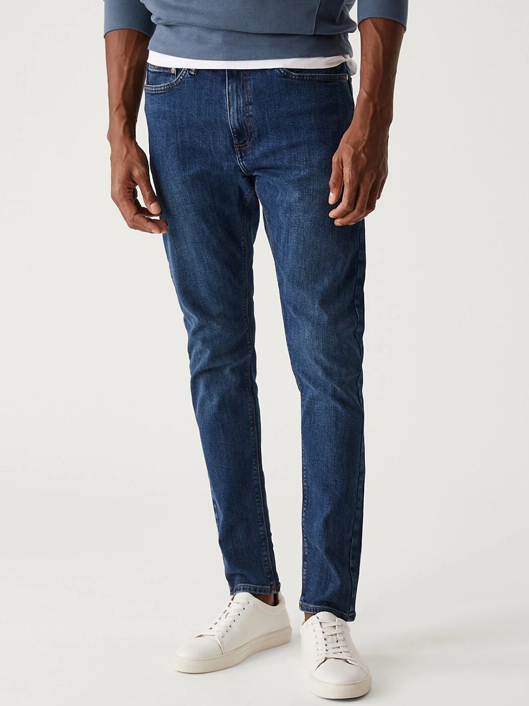 

Marks & Spencer Men Skinny Fit Mif-Rise Jeans, Blue