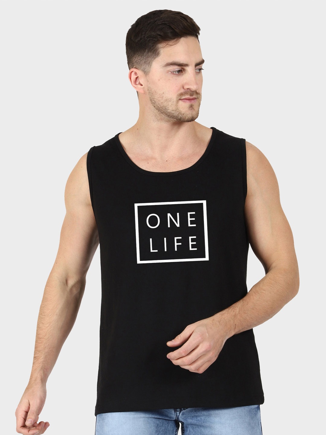 T-SHIRT TRUCK Typography Printed Cotton T-shirt, Black