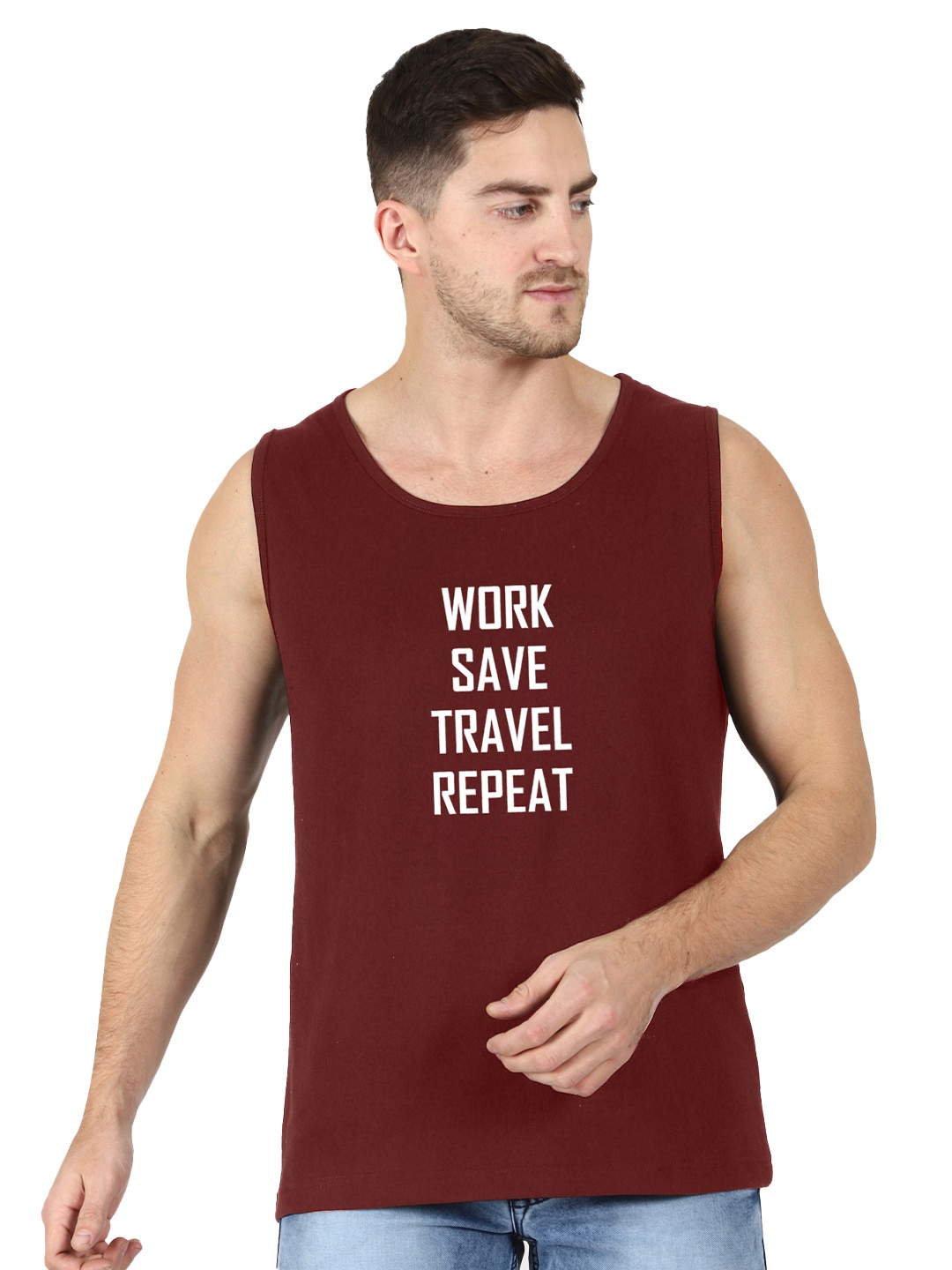 

T-SHIRT TRUCK Typography Printed Cotton T-shirt, Maroon