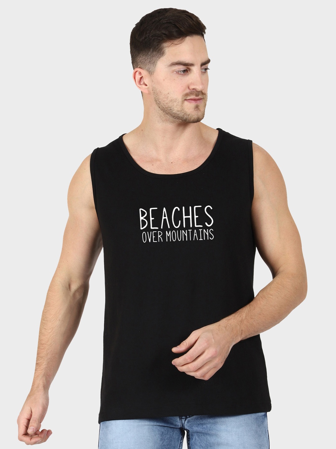 T-SHIRT TRUCK Typography Printed Cotton T-shirt, Black