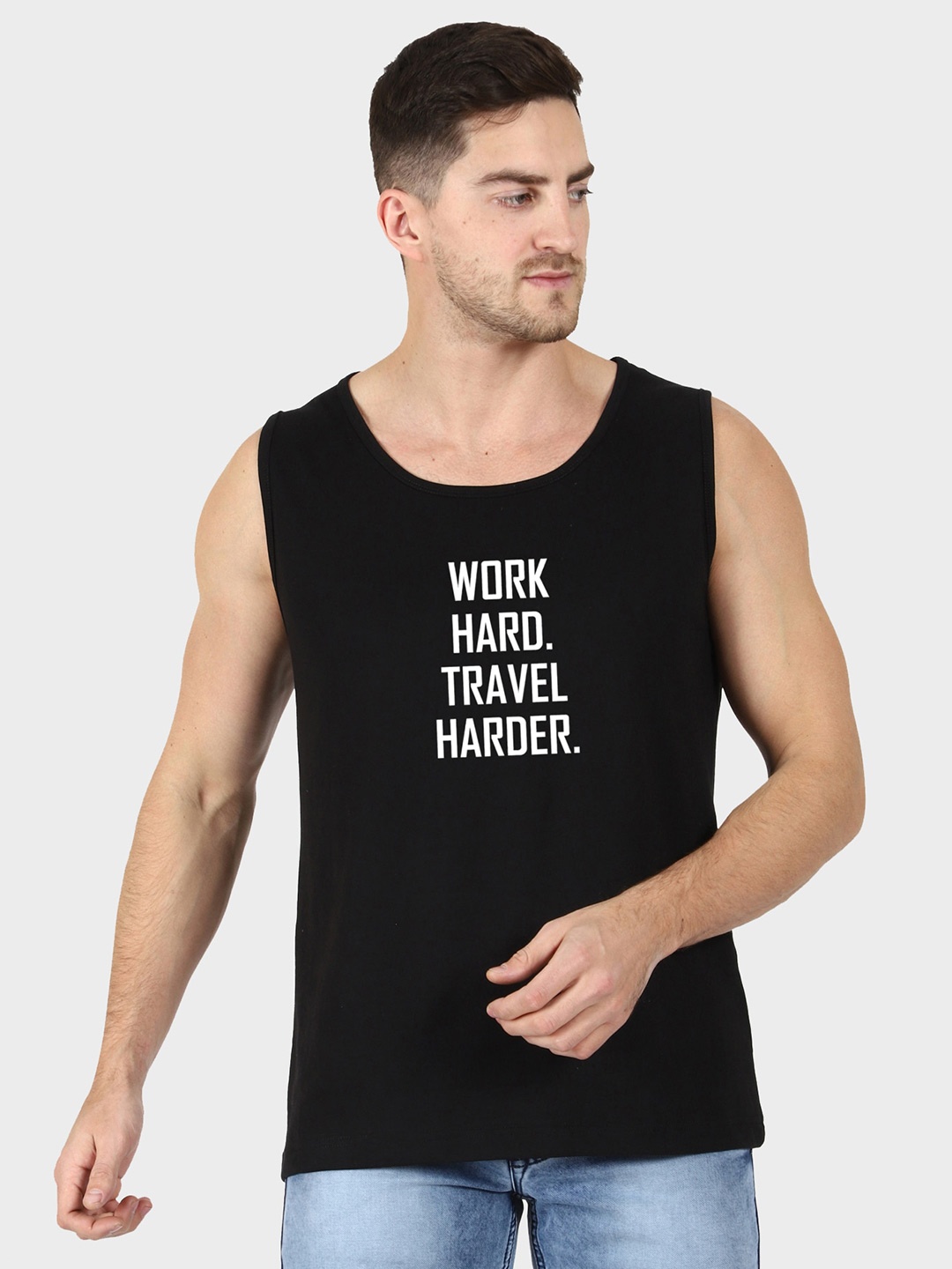 T-SHIRT TRUCK Typography Printed Cotton T-shirt, Black