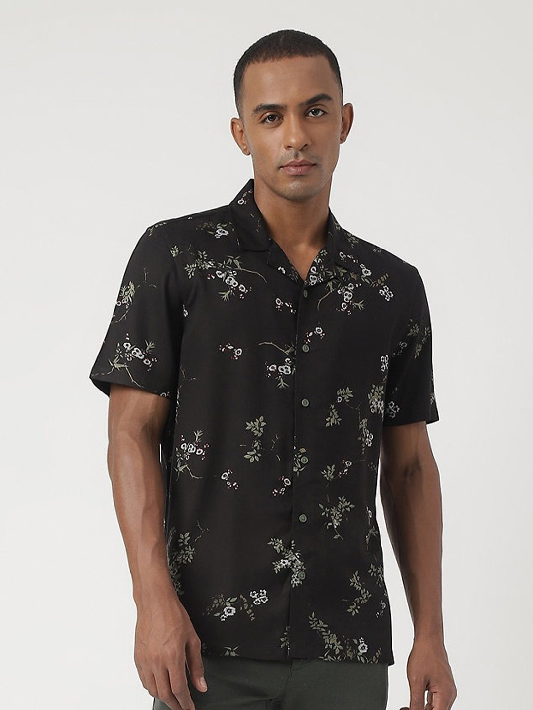 

Marks & Spencer Floral Printed Casual Shirt, Black
