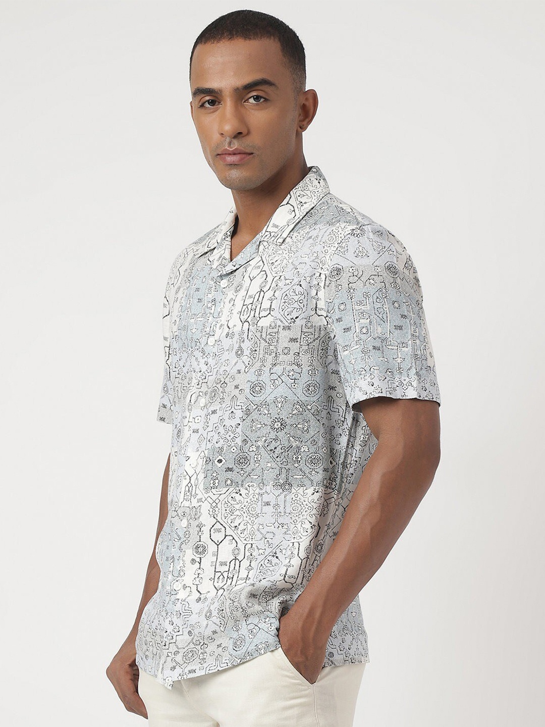 

Marks & Spencer Abstract Printed Casual Shirt, White