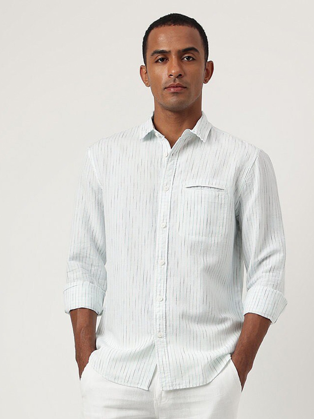 

Marks & Spencer Striped Casual Shirt, White