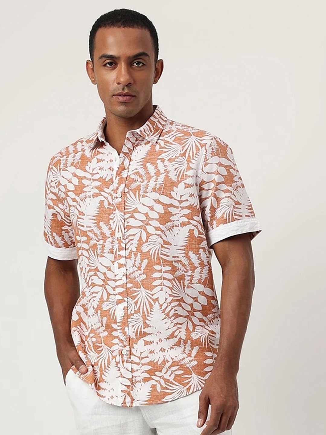 

Marks & Spencer Floral Printed Casual Shirt, Rust