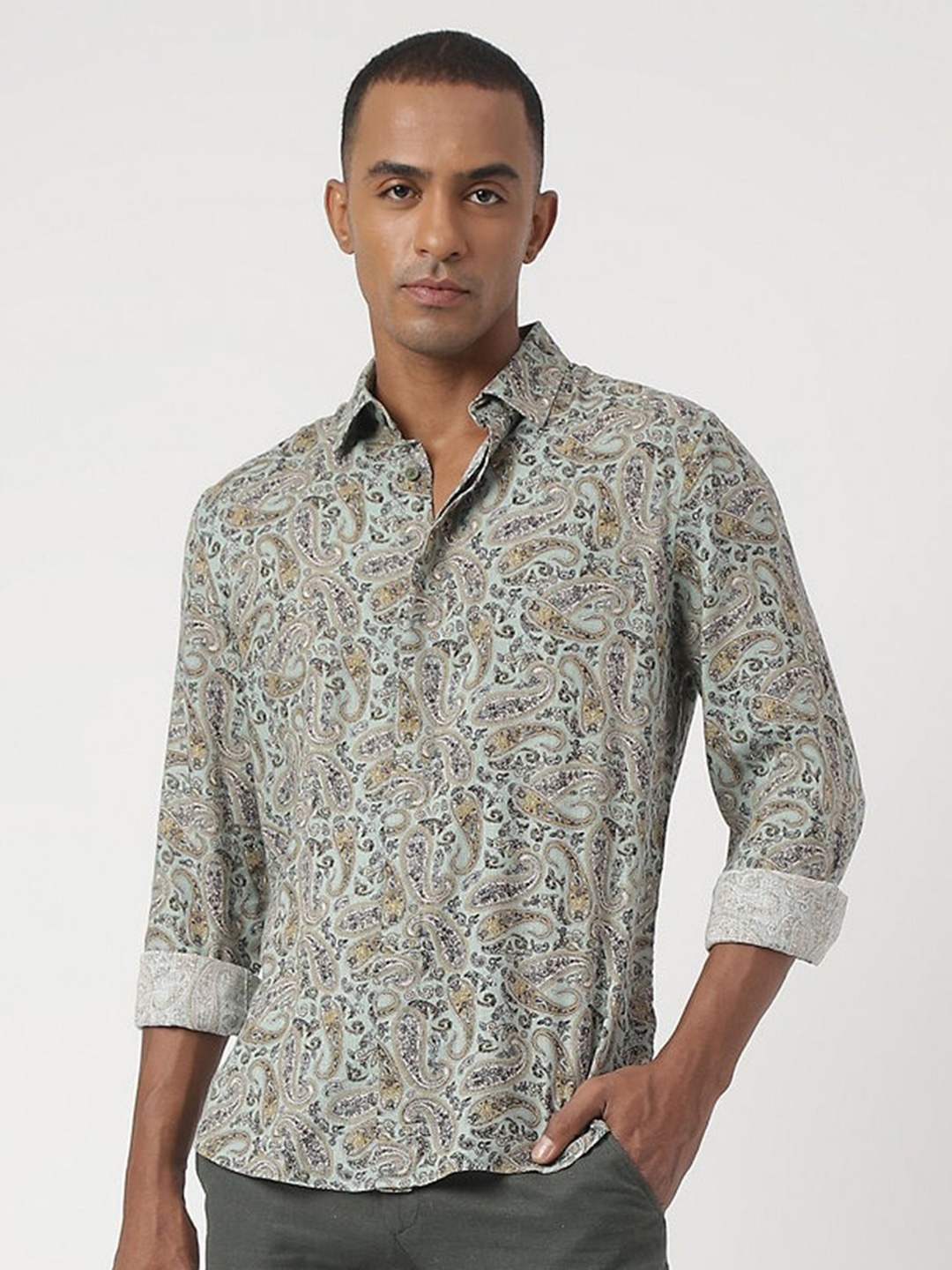 

Marks & Spencer Ethnic Motifs Printed Casual Shirt, Green