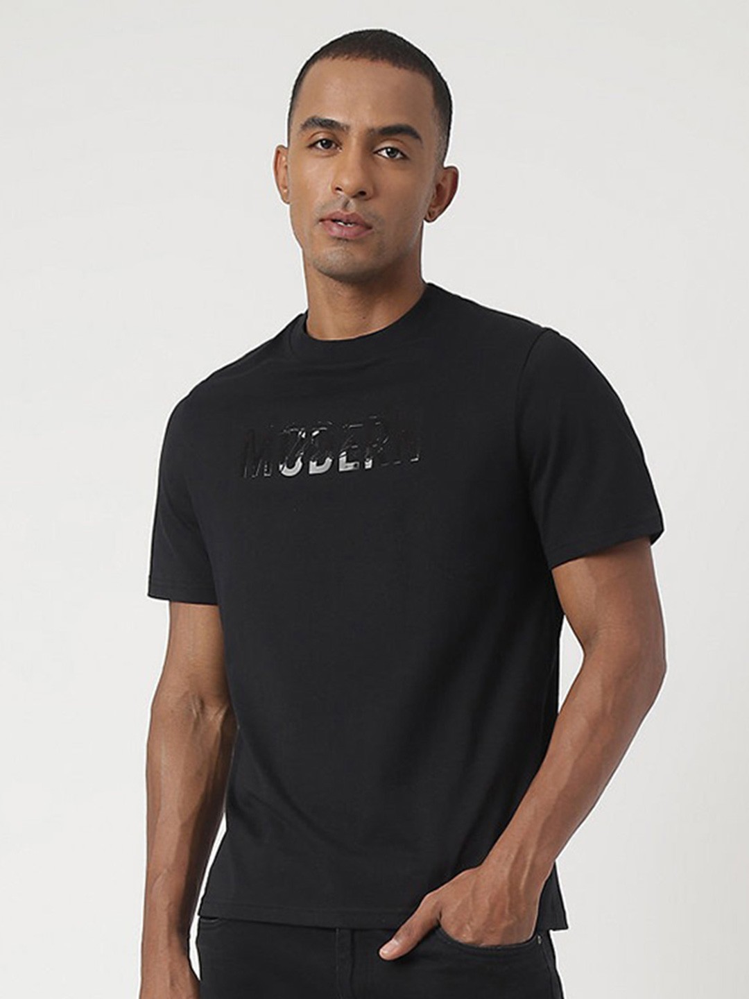 

Marks & Spencer Typography Printed Pure Cotton T-shirt, Black
