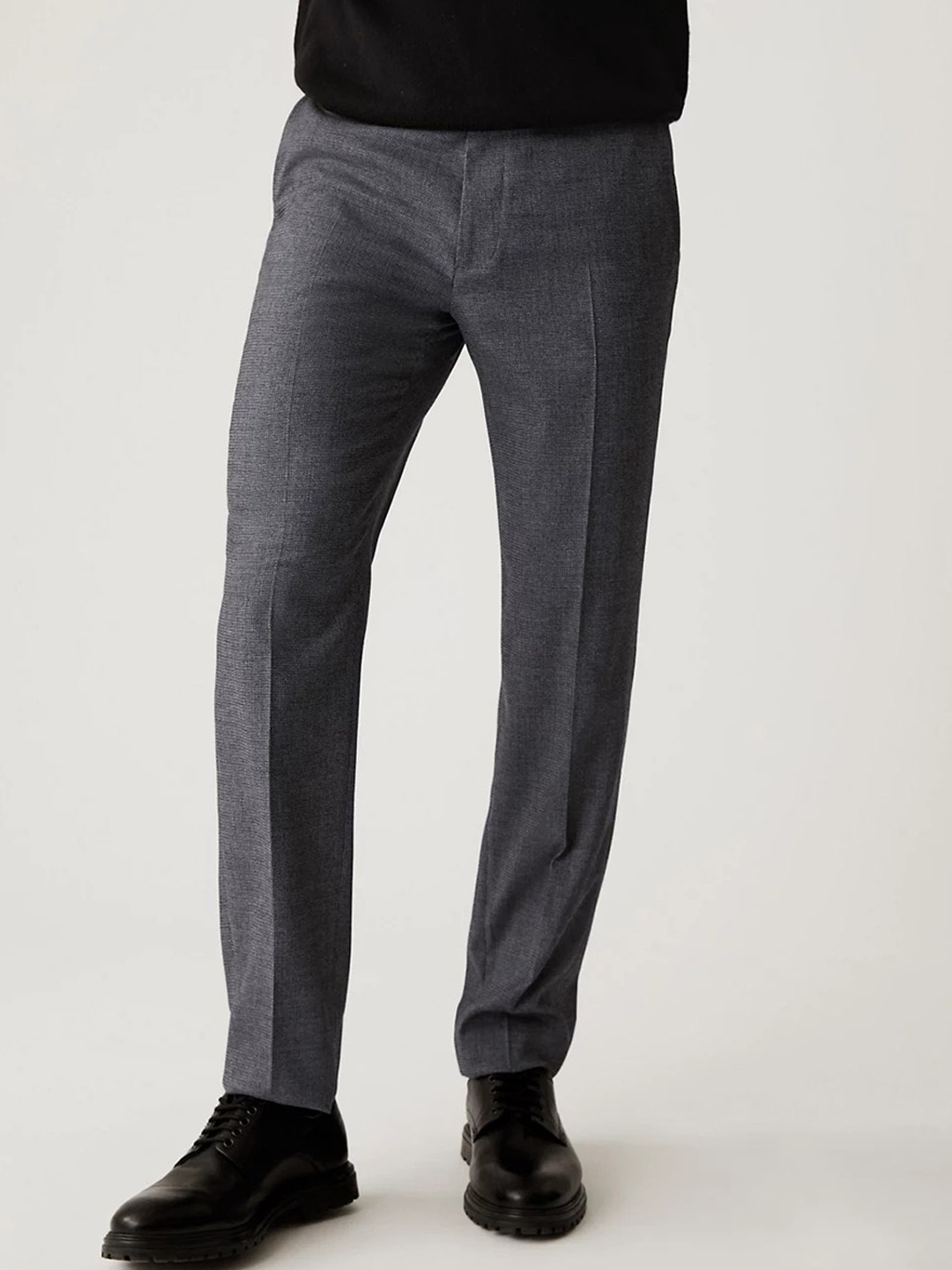 

Marks & Spencer Men Mid-Rise Formal Trousers, Charcoal