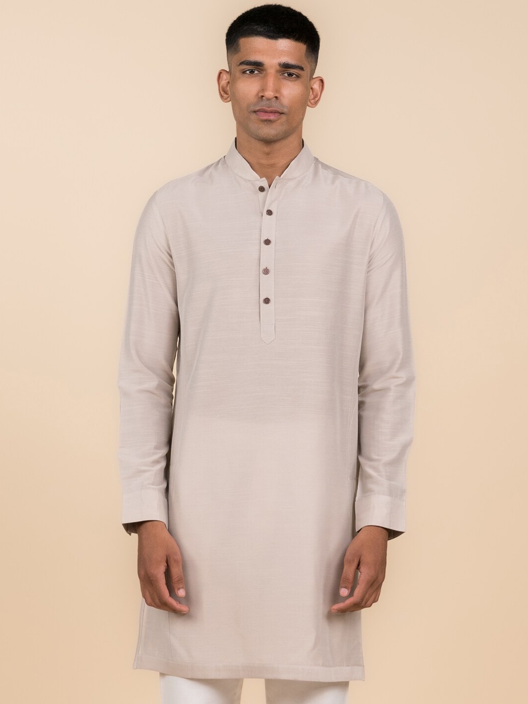 

Tasva Mandarin Collar Straight Kurta, Grey