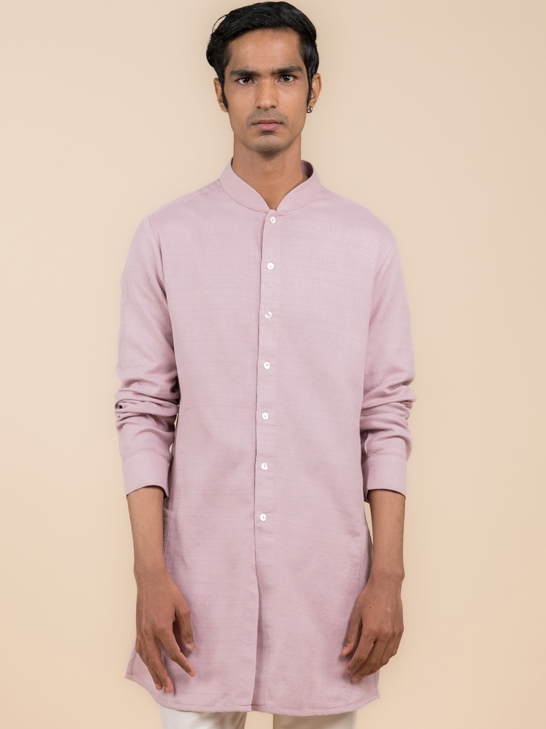 

Tasva Mandarin Collar Straight Pure Cotton Kurta, Mauve