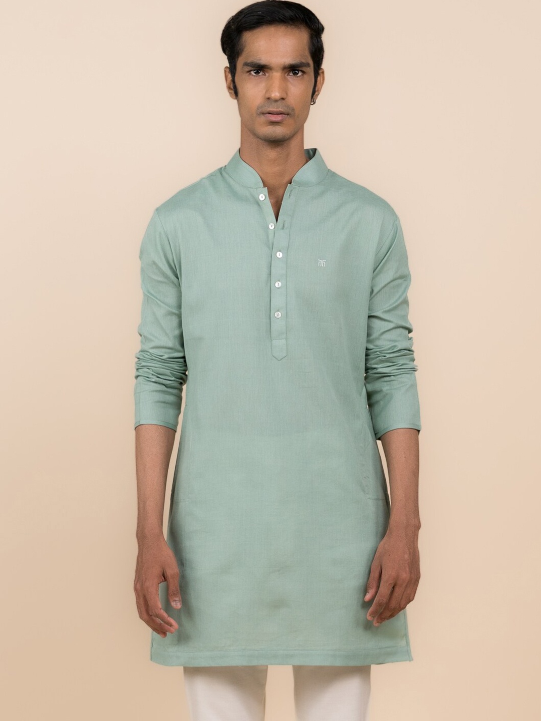 

Tasva Mandarin Collar Kurta, Blue