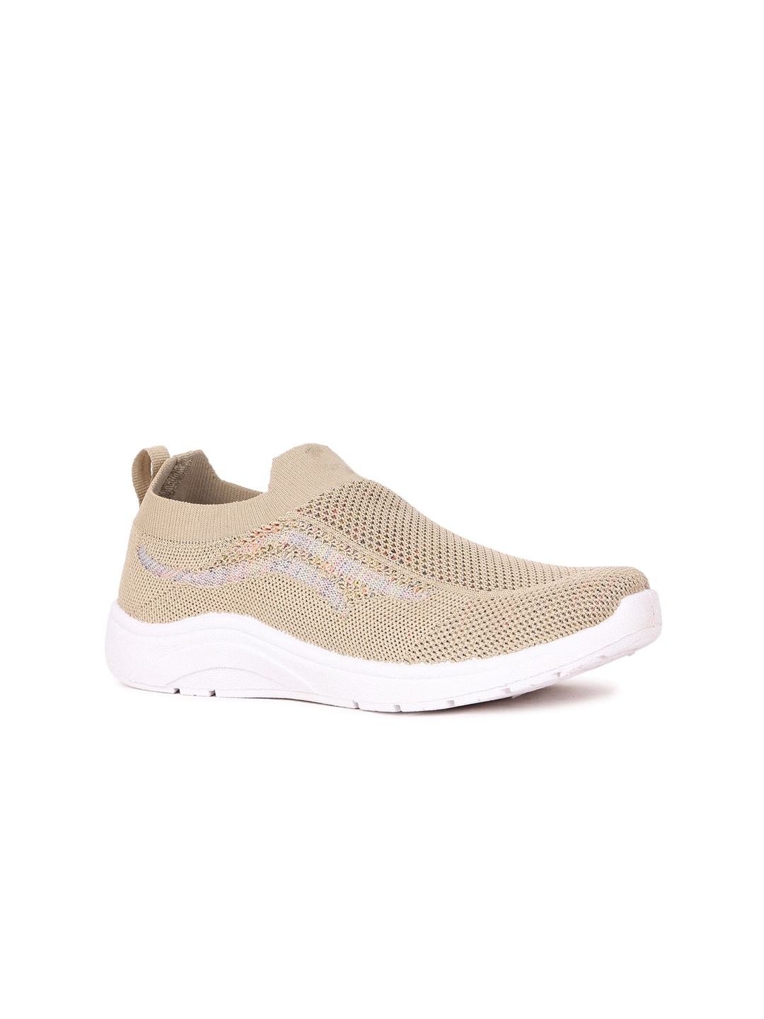 

Bata Women Calcy Woven Design Comfort Insole Textile Contrast Sole Slip-On Sneakers, Beige